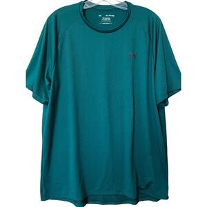 Under Armour Shirt Adult XL Green Black The Tech Tee Logo Crew Workout Training
